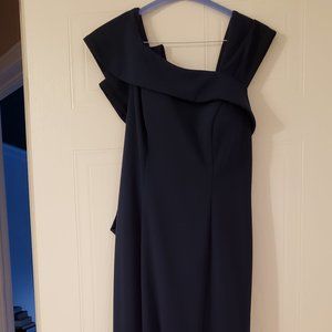 AZAZIE ELLEN Side Slit Stretch Crepe Floor-Length Dress Dark Navy Size A12